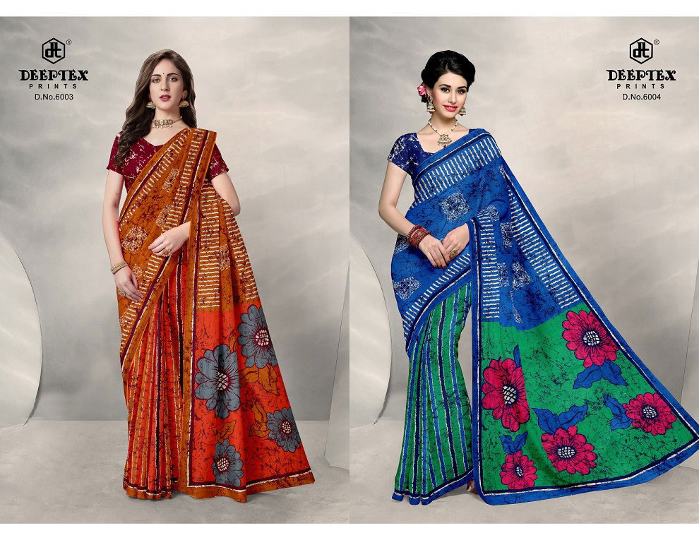 Deeptex Batik Queen 6 Printed Cotton Regular Wear Latest Saree Collection